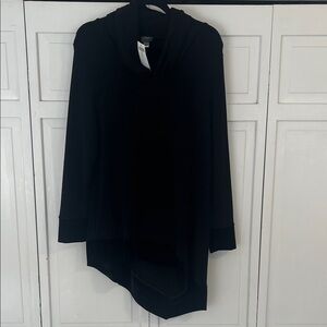 Chicos Travelers Black Jersey Velvet Trim Tunic NWT $89 Size 1